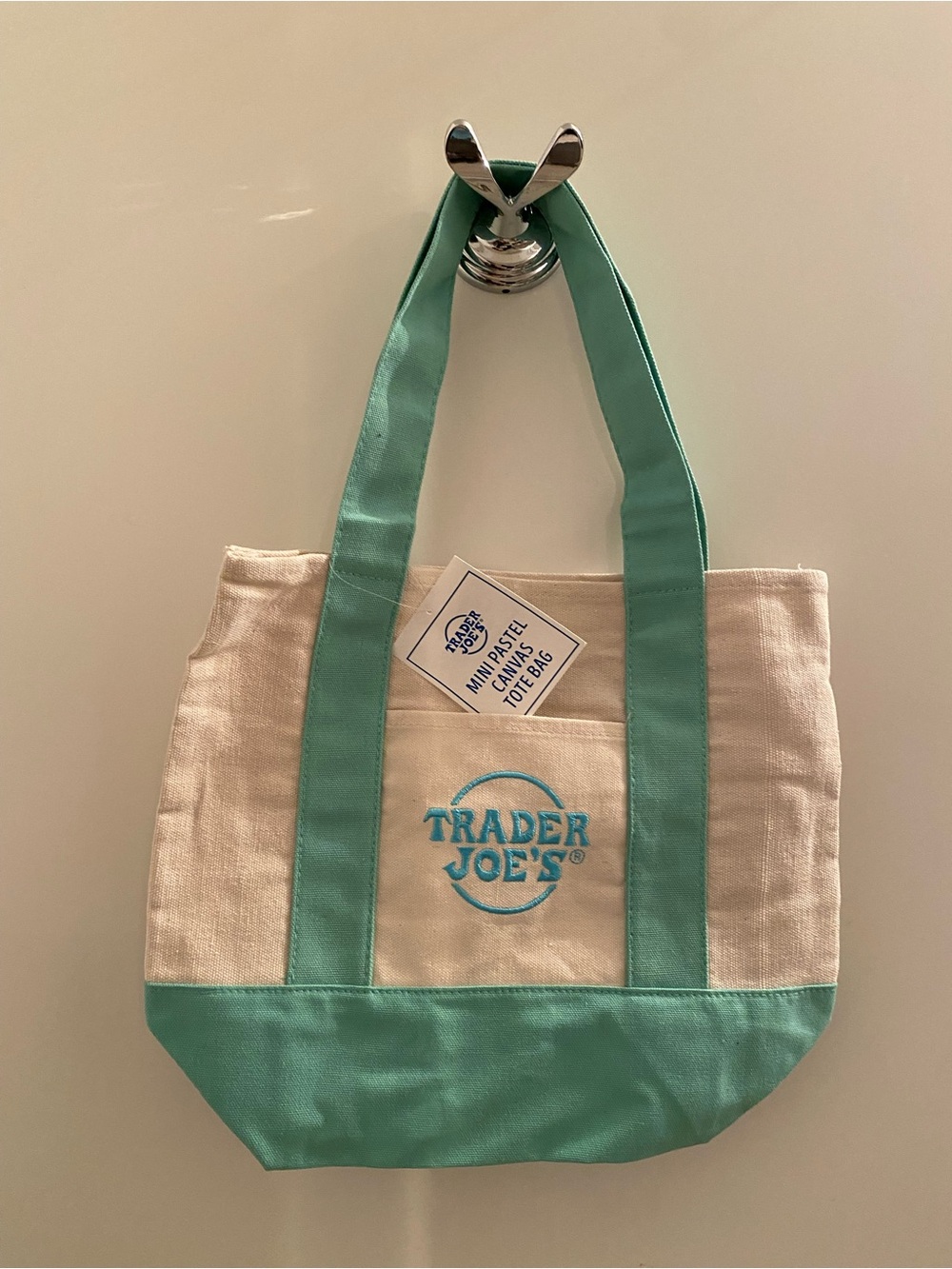 Trader Joe's Classic Heavy Duty Canvas Tote Bag Green - READ